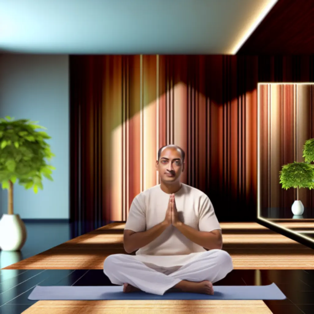 Ontspannen yogadocent in een rustige studio-omgeving