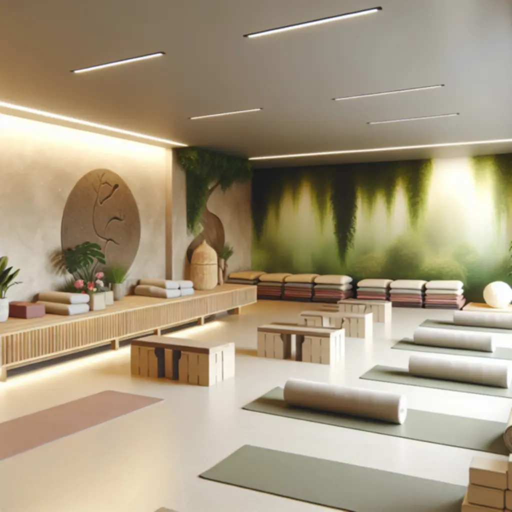 Tranquiele yogastudio met natuurlijke materialen